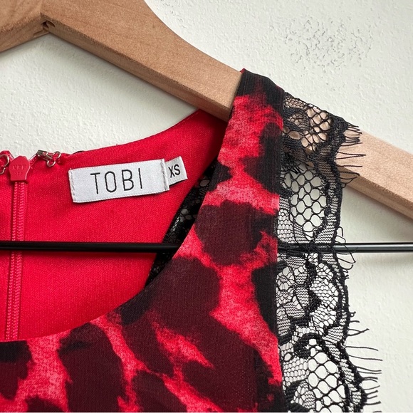 TOBI Cherished Moments Leopard Print Shift Mini Dress Y2K 90s Dark Romantic XS - Picture 7 of 12